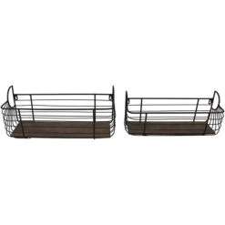 Frank-Flechtwaren Wandregal Korb, Schwarz, 2-teilig, 48 X 20cm / 42 X 18cm, Aus Metall -Kerkmann-Shop 071c3e8d7423fbb9a2d9c057bc7411c4ff933695 wandregal frank flechtwaren korb schwarz