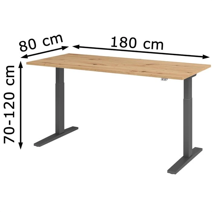 Hammerbacher Schreibtisch XMKA 19, Asteiche, Elektrisch Höhenverstellbar, 180 X 70-120 X 80cm 7 Hammerbacher Schreibtisch XMKA 19, Asteiche, Elektrisch Höhenverstellbar, 180 X 70-120 X 80cm – Bild 5