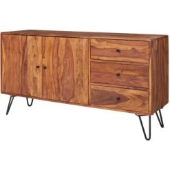 Wohnling Sideboard WL5.349, Sheesham, Mit Türen Und Schubladen, 140 X 75cm, Massivholz