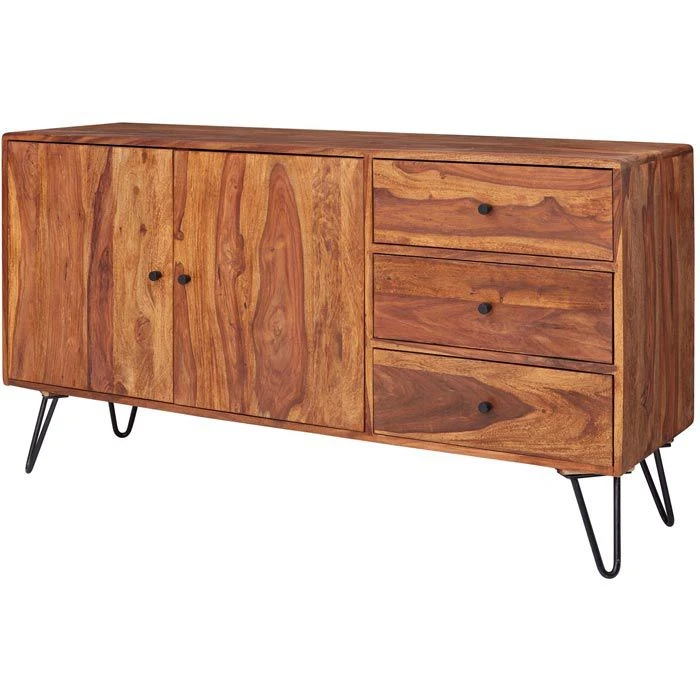 Wohnling Sideboard WL5.349, Sheesham, Mit Türen Und Schubladen, 140 X 75cm, Massivholz 3 Wohnling Sideboard WL5.349, Sheesham, Mit Türen Und Schubladen, 140 X 75cm, Massivholz