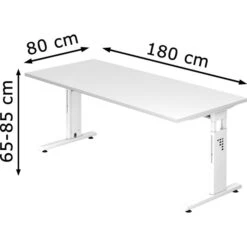 Hammerbacher Schreibtisch O-Serie, Höhenverstellbar, 180 X 65-85 X 80cm, Weiß / Weiß -Kerkmann-Shop 19ee04fa8bcbfb7f6789a3f72bd164969a505689 schreibtisch hammerbacher o serie