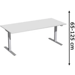Geramöbel Schreibtisch Elektro Flex, Lichtgrau, Elektrisch Höhenverstellbar, 180 X 65-125 X 80cm