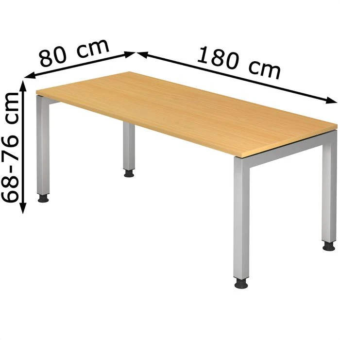 Hammerbacher Schreibtisch JS 19, Buche, Höhenverstellbar, 180 X 68-76 X 80cm 7 Hammerbacher Schreibtisch JS 19, Buche, Höhenverstellbar, 180 X 68-76 X 80cm – Bild 5