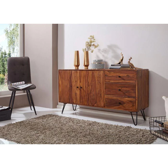 Wohnling Sideboard WL5.349, Sheesham, Mit Türen Und Schubladen, 140 X 75cm, Massivholz 4 Wohnling Sideboard WL5.349, Sheesham, Mit Türen Und Schubladen, 140 X 75cm, Massivholz – Bild 2