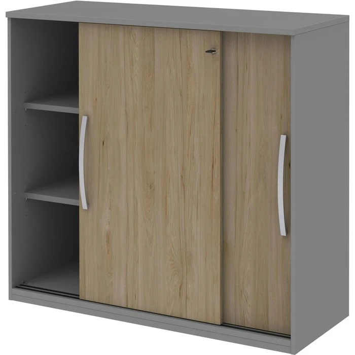 Röhr Schiebetürenschrank Techno, Abschließbar, Holz, 120 X 111,7 X 43cm, Hickory / Mittelgrau 6 Röhr Schiebetürenschrank Techno, Abschließbar, Holz, 120 X 111,7 X 43cm, Hickory / Mittelgrau – Bild 4