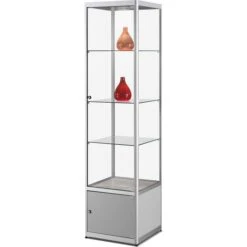 SDB Glasvitrine MPC-500 Mit Unterschrank, Stehend, Mit LED-Beleuchtung, 50 X 200 X 50cm, Silber