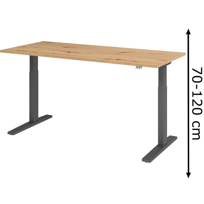Hammerbacher Schreibtisch XMKA 19, Asteiche, Elektrisch Höhenverstellbar, 180 X 70-120 X 80cm 3 Hammerbacher Schreibtisch XMKA 19, Asteiche, Elektrisch Höhenverstellbar, 180 X 70-120 X 80cm