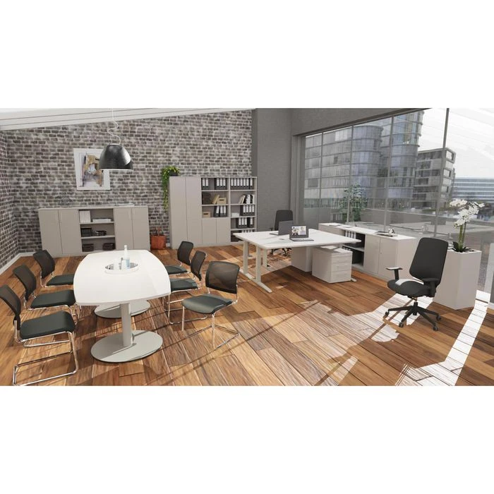 Fm-Büromöbel Schreibtisch Move 2.0, Lichtgrau, Elektrisch Höhenverstellbar, 200 X 63-129 X 80cm 4 Fm-Büromöbel Schreibtisch Move 2.0, Lichtgrau, Elektrisch Höhenverstellbar, 200 X 63-129 X 80cm – Bild 2