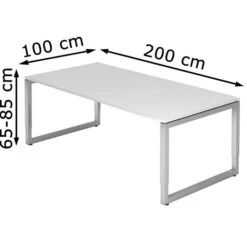 Hammerbacher Schreibtisch R-Serie, Weiß, Höhenverstellbar, 200 X 65-85 X 100cm -Kerkmann-Shop 3739febfe88a1e54a3316235b6c9b5aa66c758e9 schreibtisch hammerbacher r serie weiss