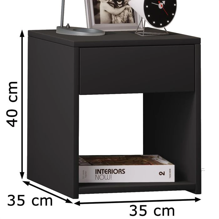 VCM Beistellschrank Sledo Mini 913249, Schwarz, Mit Schublade, 35x40x35cm 6 VCM Beistellschrank Sledo Mini 913249, Schwarz, Mit Schublade, 35x40x35cm – Bild 4