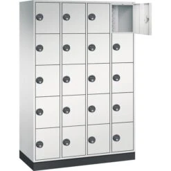 CP-Möbel Schließfachschrank Intro S4000, Metall, 20 Fächer Mit Zahlenschloss 122 X 195 X 49cm, Grau