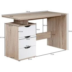 Wohnling Schreibtisch Samo WL1.795, Sonoma Eiche, Mit Standcontainer, Maße: 120 X 53cm -Kerkmann-Shop 494f827825c70e6fb6c2e56aae54afcf4324587d schreibtisch wohnling samo wl1.795 sonoma eiche