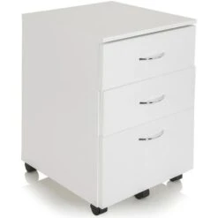 HJh-OFFICE Rollcontainer Ekon I 830072, Holz, Weiß, Mit 3 Schüben