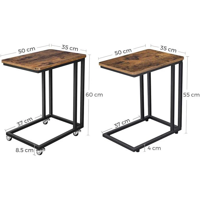 Vasagle Beistelltisch LNT50X, Braun, Rechteckig, Aus Holz / Metall, 50 X 60 X 35 Cm, Mit Rollen 7 Vasagle Beistelltisch LNT50X, Braun, Rechteckig, Aus Holz / Metall, 50 X 60 X 35 Cm, Mit Rollen – Bild 5