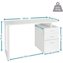 HJh-OFFICE Schreibtisch Easy Work V, 821007, Mit Standcontainer, Maße: 120 X 50cm, Weiß -Kerkmann-Shop 618e060484017e686e58360f13755290e53dbf60 schreibtisch hjh office easy work v 821007