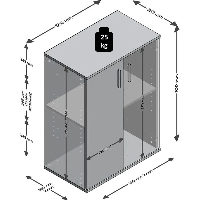 FMD-Möbel Beistellschrank Albi 1, Weiß / Beton, Mit Türen, 60 X 83 X 35cm 6 FMD-Möbel Beistellschrank Albi 1, Weiß / Beton, Mit Türen, 60 X 83 X 35cm – Bild 4