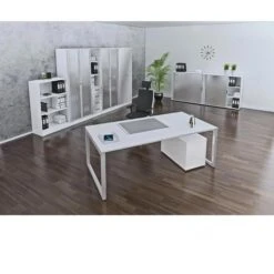 Hammerbacher Schreibtisch R-Serie, Weiß, Höhenverstellbar, 200 X 65-85 X 100cm -Kerkmann-Shop 6776f8fe6ba390bc72a566a5a7043915eccd1d0d schreibtisch hammerbacher r serie weiss