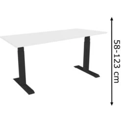 Celexon Schreibtisch EAdjust-58123, Weiß / Schwarz, Elektrisch Höhenverstellbar, 150 X 58-123 X 75cm