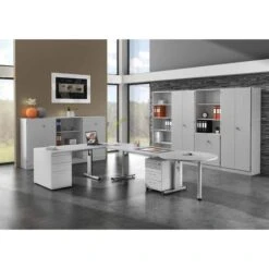 Hammerbacher Schreibtisch O-Serie, Lichtgrau, Höhenverstellbar, 200 X 65-85 X 100cm -Kerkmann-Shop 70d0091ea90d5c94069d2f6b8266ce2d7ab2c670 schreibtisch hammerbacher o serie lichtgrau