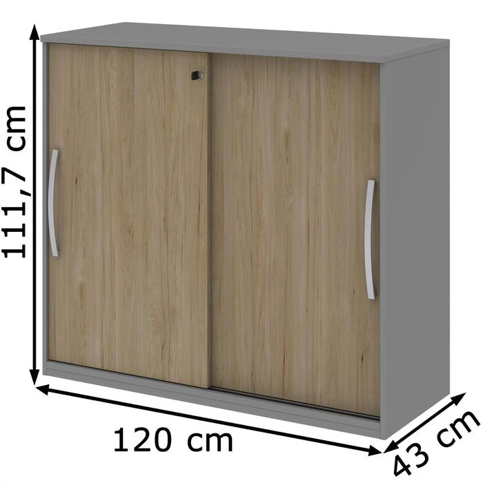 Röhr Schiebetürenschrank Techno, Abschließbar, Holz, 120 X 111,7 X 43cm, Hickory / Mittelgrau 4 Röhr Schiebetürenschrank Techno, Abschließbar, Holz, 120 X 111,7 X 43cm, Hickory / Mittelgrau – Bild 2