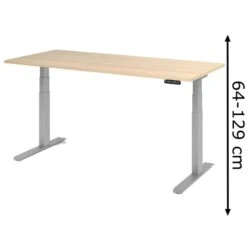 Hammerbacher Schreibtisch XDKB 19, Eiche, Elektrisch Höhenverstellbar, 180 X 64-129 X 80cm
