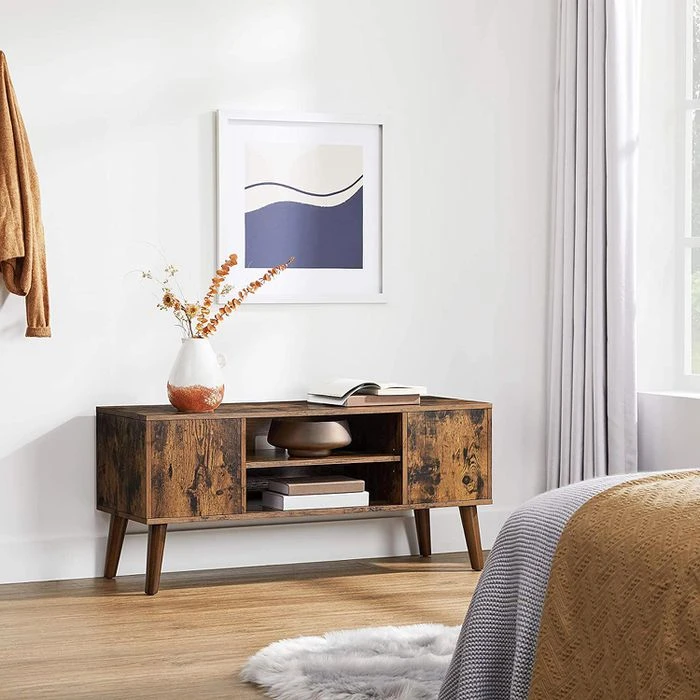 Vasagle Lowboard LTV08BX, Braun, 110 X 50cm, Vintage, Mit Türen, Stehend 7 Vasagle Lowboard LTV08BX, Braun, 110 X 50cm, Vintage, Mit Türen, Stehend – Bild 5