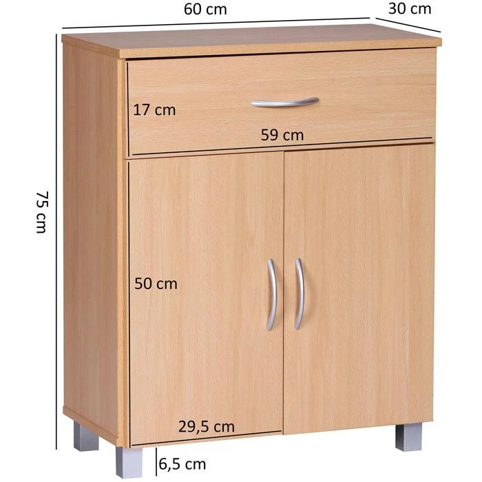 Wohnling Kommode WL1.335, Buche, Mit Türen Und Schublade, Maße 60 X 75 X 30cm 7 Wohnling Kommode WL1.335, Buche, Mit Türen Und Schublade, Maße 60 X 75 X 30cm – Bild 5