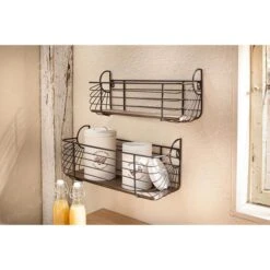 Frank-Flechtwaren Wandregal Korb, Schwarz, 2-teilig, 48 X 20cm / 42 X 18cm, Aus Metall -Kerkmann-Shop 959b5def217965317bce7f08a0d4592eddefe173 wandregal frank flechtwaren korb schwarz