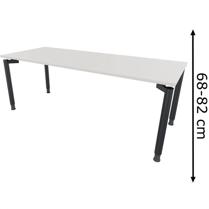 Fm-Büromöbel Schreibtisch Fm11, Lichtgrau, Höhenverstellbar, 200 X 68-82 X 80cm 3 Fm-Büromöbel Schreibtisch Fm11, Lichtgrau, Höhenverstellbar, 200 X 68-82 X 80cm