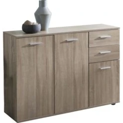 Wohnling Sideboard WL5.288, Sonoma Eiche, Mit Türen Und Schubladen, Maße: 107 X 79cm