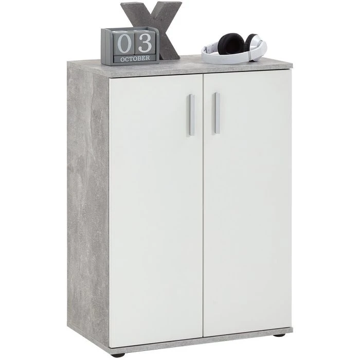 FMD-Möbel Beistellschrank Albi 1, Weiß / Beton, Mit Türen, 60 X 83 X 35cm 3 FMD-Möbel Beistellschrank Albi 1, Weiß / Beton, Mit Türen, 60 X 83 X 35cm