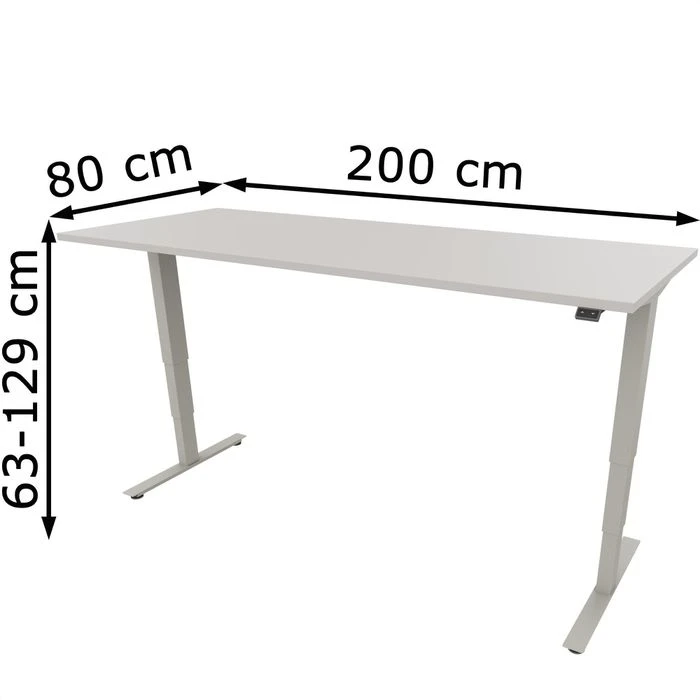 Fm-Büromöbel Schreibtisch Move 2.0, Lichtgrau, Elektrisch Höhenverstellbar, 200 X 63-129 X 80cm 7 Fm-Büromöbel Schreibtisch Move 2.0, Lichtgrau, Elektrisch Höhenverstellbar, 200 X 63-129 X 80cm – Bild 5