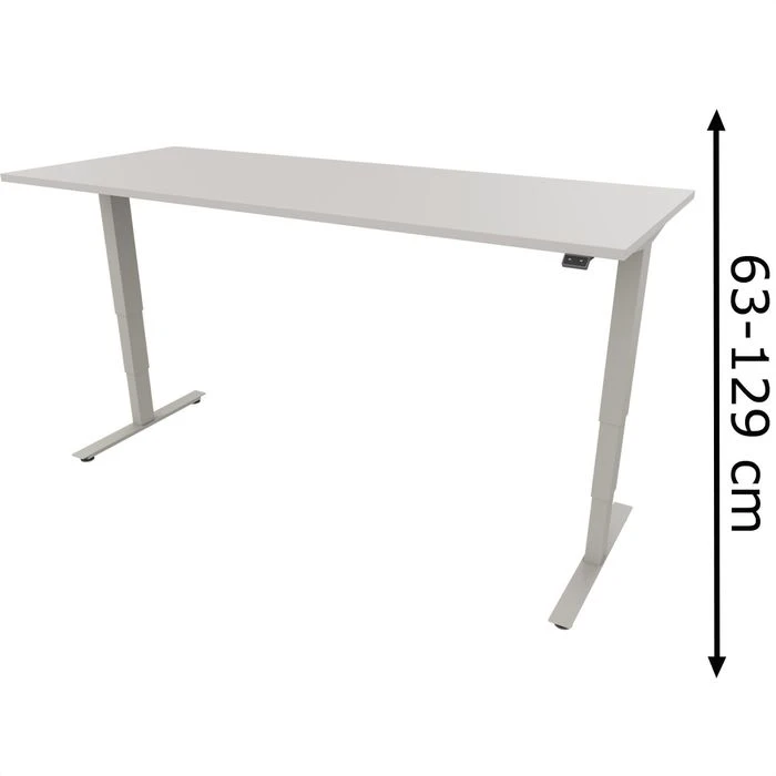 Fm-Büromöbel Schreibtisch Move 2.0, Lichtgrau, Elektrisch Höhenverstellbar, 200 X 63-129 X 80cm 3 Fm-Büromöbel Schreibtisch Move 2.0, Lichtgrau, Elektrisch Höhenverstellbar, 200 X 63-129 X 80cm