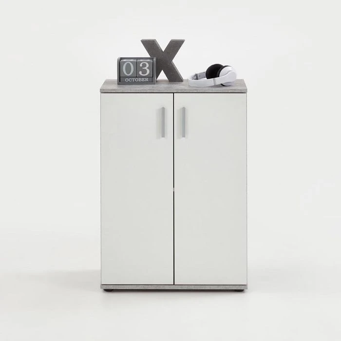 FMD-Möbel Beistellschrank Albi 1, Weiß / Beton, Mit Türen, 60 X 83 X 35cm 5 FMD-Möbel Beistellschrank Albi 1, Weiß / Beton, Mit Türen, 60 X 83 X 35cm – Bild 3