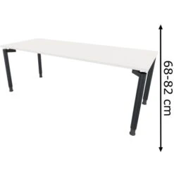 Fm-Büromöbel Schreibtisch Fm11, Diamantweiß, Höhenverstellbar, 200 X 68-82 X 80cm