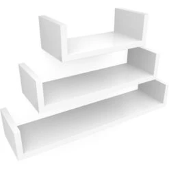 Songmics Wandregal LWS66W, Weiß, 3-teilig, 60cm / 45cm / 30cm, Aus Holz