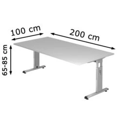 Hammerbacher Schreibtisch O-Serie, Lichtgrau, Höhenverstellbar, 200 X 65-85 X 100cm -Kerkmann-Shop b88267f41f914640f5387a5e4b824193a78da7e4 schreibtisch hammerbacher o serie lichtgrau