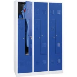 G-Office Spind WRZ/6.18120, Z-Spind Mit Drehriegel, 3 Abteile Mit 6 Fächern, BxT: 120 X 50cm, Blau -Kerkmann-Shop bc1f2d9cbe80c37db70cdd07a389548572924172 spind g office wrz6.18120 z spind mit drehriegel