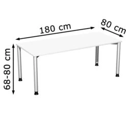Geramöbel Schreibtisch Flex S-555146-WS, Weiß, Höhenverstellbar, 180 X 68-80 X 80cm -Kerkmann-Shop c1690a09ec76920f1ee07379fe03ae504e6efd46 schreibtisch geramoebel flex s 555146 ws weiss
