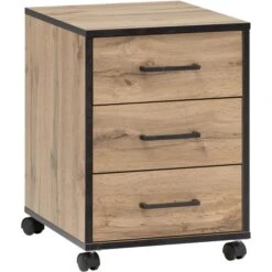 Möbelpartner Rollcontainer Serie 2000, Holz, Eiche, Mit 3 Schüben