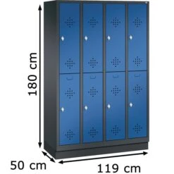 CP-Möbel Spind S 2000 Classic, Mit Sockel, Anthrazit / Blau, 4 Abteile Mit 8 Fächern, BxT: 119 X 50cm -Kerkmann-Shop c652ebc7174a98effe19801567ca760a0b71f235 spind cp moebel s 2000 classic anthrazit blau