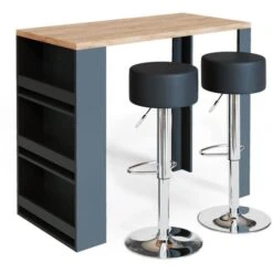 Vicco Bartisch Set Mit Hocker, Maße: 57 X 106 X 117cm, Goldkraft / Anthrazit