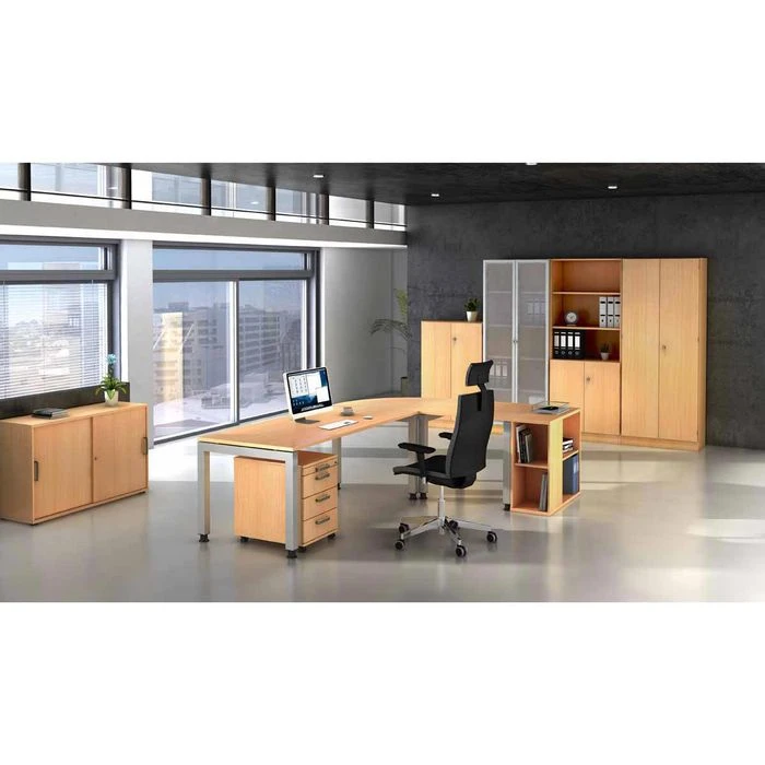 Hammerbacher Schreibtisch JS 19, Buche, Höhenverstellbar, 180 X 68-76 X 80cm 4 Hammerbacher Schreibtisch JS 19, Buche, Höhenverstellbar, 180 X 68-76 X 80cm – Bild 2