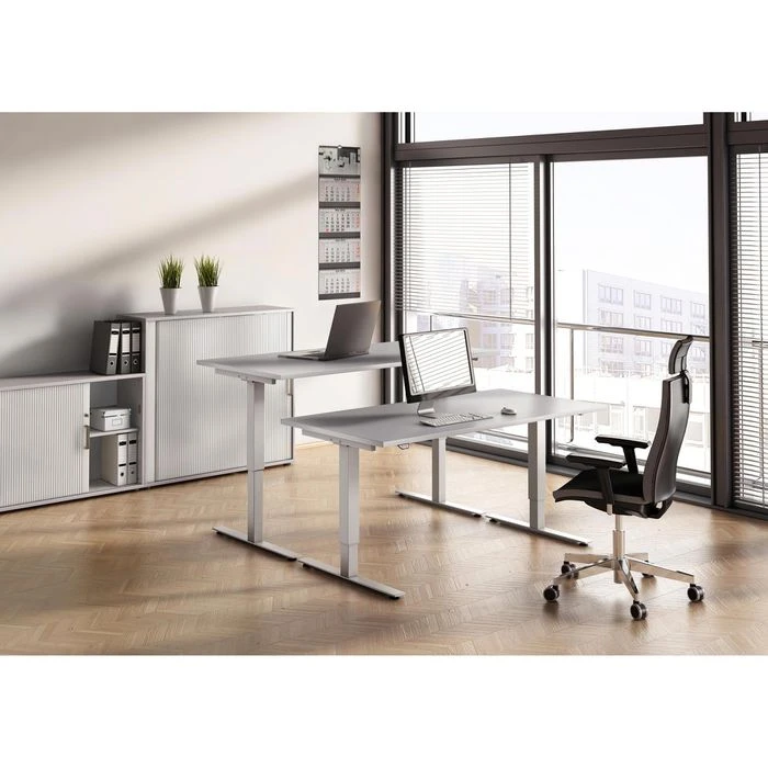 Hammerbacher Schreibtisch XMST 16, Lichtgrau, Elektrisch Höhenverstellbar, 160 X 71-120 X 80cm 4 Hammerbacher Schreibtisch XMST 16, Lichtgrau, Elektrisch Höhenverstellbar, 160 X 71-120 X 80cm – Bild 2