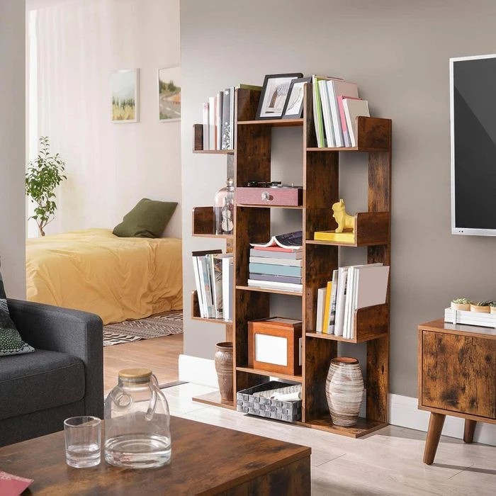 Vasagle Bücherregal LBC67BXV1, Braun, Vintage, Aus Holz, 86 X 140 X 25 Cm, 13 Fächer – Bild 2