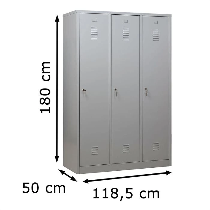 G-Office Spind WRC/3.18120, Lichtgrau, 3 Abteile Mit Sockel, BxT: 118,5 X 50cm 4 G-Office Spind WRC/3.18120, Lichtgrau, 3 Abteile Mit Sockel, BxT: 118,5 X 50cm – Bild 2