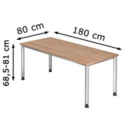 Hammerbacher Schreibtisch H-Serie, Nussbaum, Höhenverstellbar, 180 X 68,5-81 X 80cm -Kerkmann-Shop f5aafef452a445b370bb11464613536c66f96144 schreibtisch hammerbacher h serie nussbaum