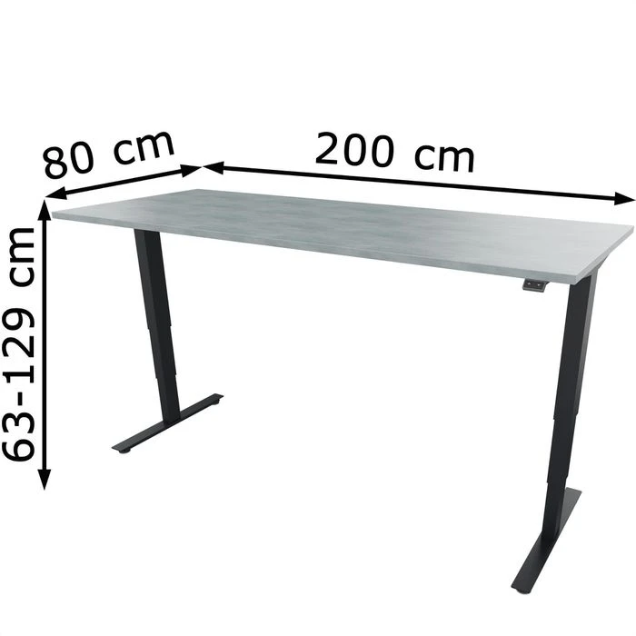 Fm-Büromöbel Schreibtisch Move 2.0, Beton, Elektrisch Höhenverstellbar, 200 X 63-129 X 80cm 7 Fm-Büromöbel Schreibtisch Move 2.0, Beton, Elektrisch Höhenverstellbar, 200 X 63-129 X 80cm – Bild 5