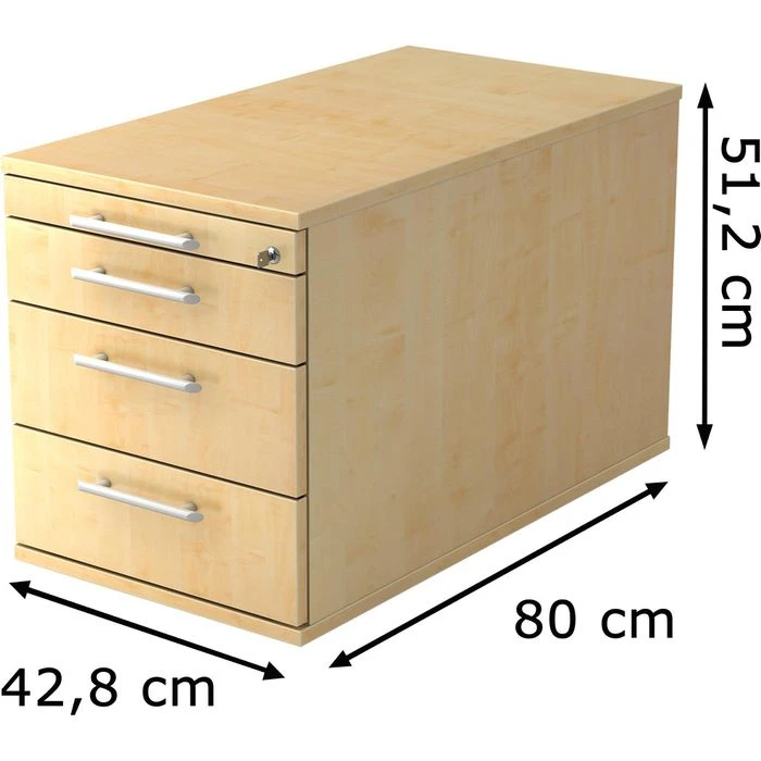 Hammerbacher Rollcontainer H-Serie TC30, Holz, Ahorn, Mit 4 Schüben, Abschließbar 7 Hammerbacher Rollcontainer H-Serie TC30, Holz, Ahorn, Mit 4 Schüben, Abschließbar – Bild 5