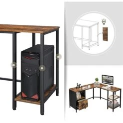 Vasagle Schreibtisch LWD75X, Braun, Mit Hängeregistratur, Maße 150 X 137cm, L-Form -Kerkmann-Shop fc495fa94960d341fc620cf6ae3104ffb6bd1349 schreibtisch vasagle lwd75x braun